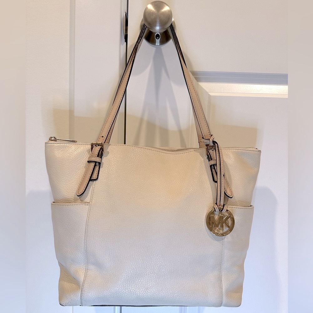 Michael Kors Saffiano Leather Tote Bag Off White Cream